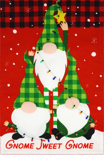 Miniatura 20 de Briarwood Lane - Bandera para casa con enanos de invierno, temática de Navidad, con gorro de Santa, humor, 28 x 40 pulgadas Gnomos de invierno