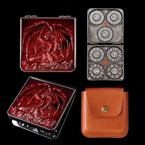 Miniatura 8 de Juego de dados giratorios de metal 7 en 1 para Dungeons & Dragons – Dados giratorios de bolsillo con tapa D4 D6 D8 D10 D12 D20 D% – Accesorio