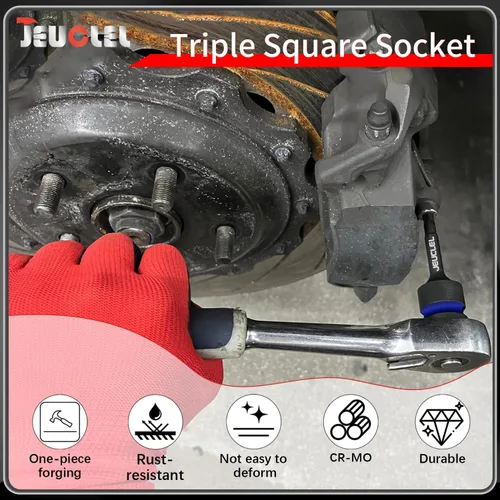Miniatura 3 de M12 Triple Square Impact Spline Bit Socket, 0.472 in métrico 1/2-Inch Impact Drive Triple Square Socket, Cr-Mo Acero Alargar Destornillador Adaptador