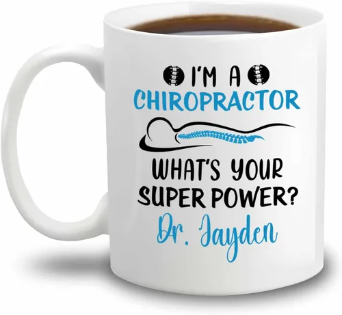 Miniatura 13 de Taza de té blanca personalizada con nombre quiropráctico de 11 onzas, 15 onzas, taza de café quiropráctico personalizada, taza de café quiropráctica
