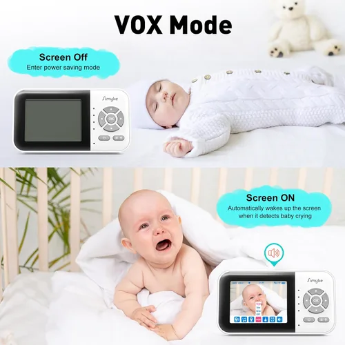 Miniatura 6 de Simyke Monitor de bebé de video actualizado, cámara WiFi para bebé, pantalla de 2.8 pulgadas y control de aplicaciones, alcance de 1200 pies