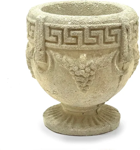 Miniatura 2 de URN griega vintage: maceta de piedra sólida y duradera con detalles desgastados. Perfecta para diseño de interiores y exteriores segura hecha a mano
