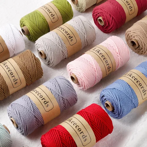 Miniatura 6 de Likeecords Cordón de algodón para macramé de 3mm x 100 metros, hilo torcido de 3 hebras, cuerda de macramé, hilo de algodón para macramé, cuerda