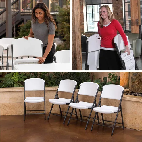Miniatura 7 de Lifetime Silla plegable contorneada de grado comercial, color blanco (paquete de 4)