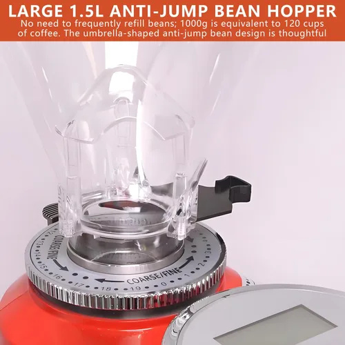 Miniatura 3 de Molinillo de fresas planas de café eléctrico de 360 W, ajuste preciso de 19, para expreso/goteo/cerveza fría/prensa francesa, color negro