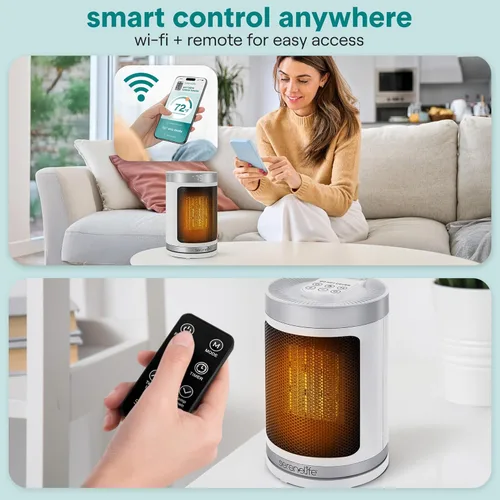 Miniatura 4 de SereneLife Calentador de espacio inteligente: calentador eléctrico para interiores de 1500 W con termostato, control remoto, temporizador de 12 Wifi