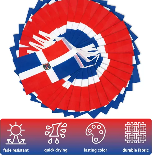 Miniatura 4 de Bandera de cuerda de la República Dominicana, pequeña mini bandera de la República Dominicana, bandera de escarapela, decoración nacional del país