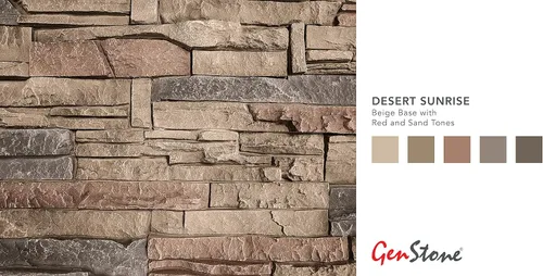 Miniatura 4 de GenStone Panel de esquina interior de 90 grados de piedra apilada de imitación de 22.5" x 12" en color amanecer del desierto para proyectos