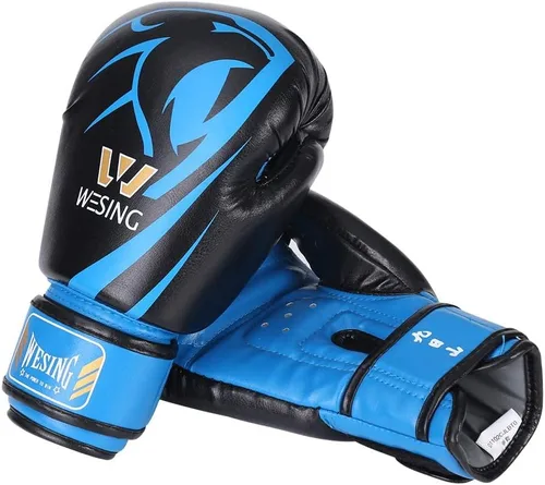 Miniatura 3 de Wesing - Guantes de boxeo profesionales para hombres y mujeres, guantes de boxeo para kickboxing, guantes de entrenamiento para adultos y niños Azul