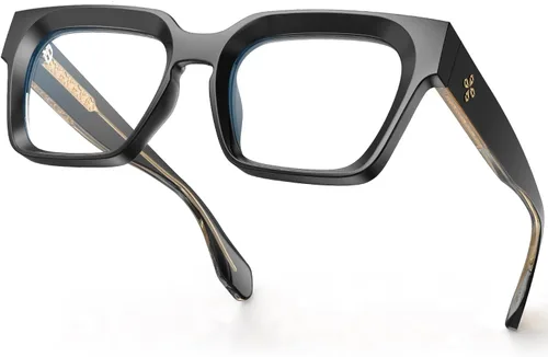 Miniatura 13 de VISOONE Gafas de bloqueo de luz azul con marco cuadrado grande y grueso para mujeres y hombres, de gran