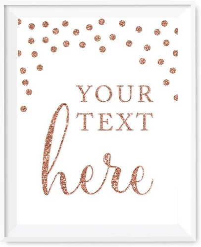 Miniatura 57 de Andaz Press Letreros de fiesta de boda, purpurina sintética de oro rosa, 8.5 x 11 pulgadas, resalta tu versículo bíblico favorito para el nuevo Sr.