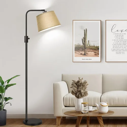 Miniatura 9 de Nintiue Lámpara de pie dorada regulable, bombilla LED Edison de 1000 lm incluida, lámparas de pie de arco para sala de estar con base de mármol