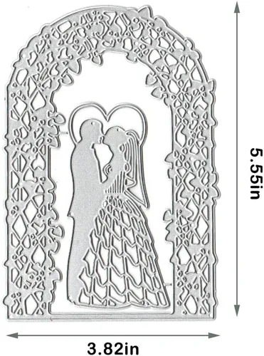 Miniatura 2 de Troqueles de corte de marco de boda, troqueles de fondo de pareja para hacer tarjetas, tarjeta de boda troquelada en relieve plantilla herramienta