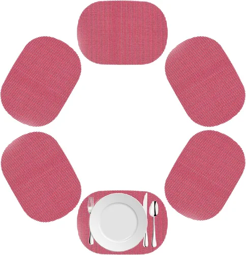 Miniatura 8 de Kraftware Mantel individual ovalado de red para cualquier mesa de exterior, negro, juego de 6, pequeño
