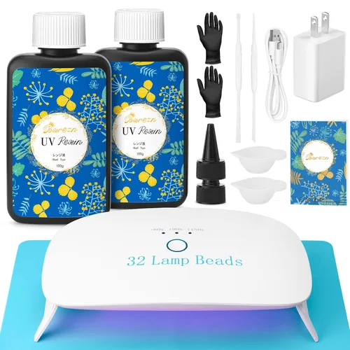 Miniatura 11 de Bsrezn 100g de resina UV dura con 8 palos de madera Resina UV premezclada para la fabricación de joyas (100g x 1)