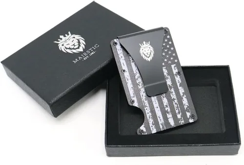 Miniatura 4 de Cartera minimalista para hombre Cartera delgada Bolsillo frontal con bloqueo RFID Tarjetero Cartera de metal de aluminio Clip delgado
