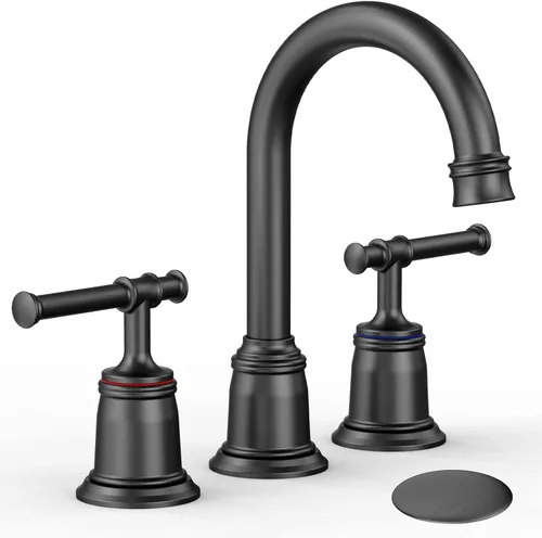 Miniatura 11 de Grifos clásicos de baño para fregadero de 3 agujeros, grifo de baño de 8 pulgadas, grifo de baño de oro cepillado generalizado con drenaje