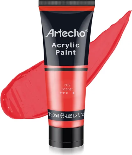 Miniatura 12 de Artecho - Pintura acrílica blanco titanio (120 ml / 4.05 oz), tubos de pintura para manualidades artísticas sobre lienzo, piedra, roca, madera