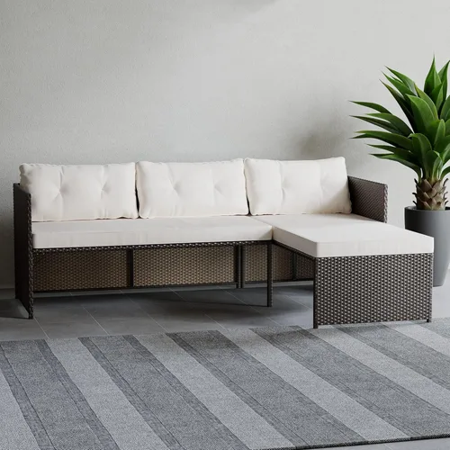 Miniatura 9 de Edenbrook Bayview - Muebles de ratán para patio, juego de muebles para exterior, juego de tres: sofá biplaza y 2 sillas, ratán marrón/crema