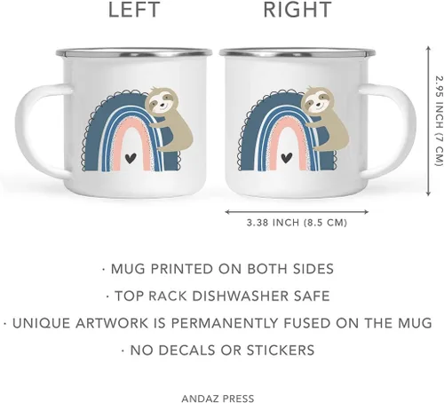 Miniatura 5 de Andaz Press Taza de chocolate caliente de acero inoxidable para niños, 11 onzas, perezoso arcoíris azul, paquete de 1, para niños, ideas