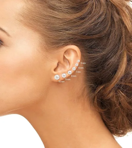 Miniatura 11 de PAVOI Aretes de perlas cultivadas de agua dulce blancas redondas de oro de 14 quilates seleccionados a mano AAA+ Pendientes de perlas para mujer
