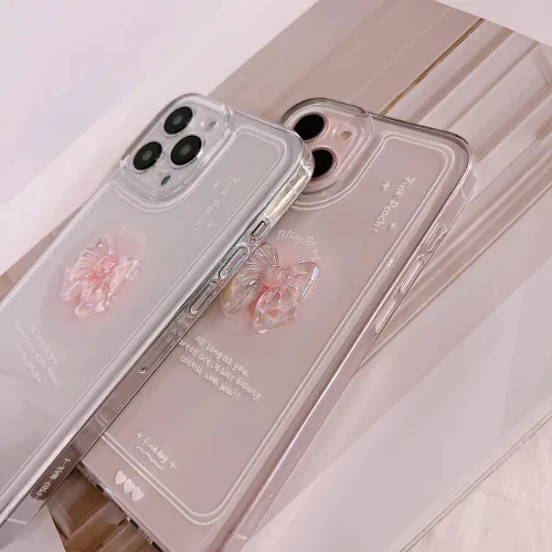 Miniatura 7 de Ownest Compatible para iPhone 7/iPhone 8/iPhone SE Linda Funda de 3D Rosa Moño Delgado Transparente Diseño Estético Protección para Lente de Cámara