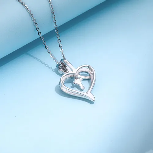 Miniatura 3 de Agvana Regalos para el día de San Valentín para ella, collares con inicial de plata esterlina para mujer, collar con dije de corazón de flor