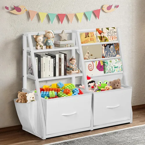 LOFTEY Estantería infantil y almacenamiento de juguetes, estante para libros para habitación de niños, estantería Montessori para niños pequeños con