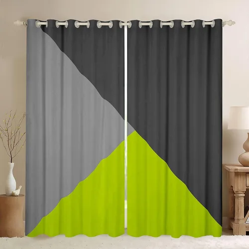 Miniatura 23 de Cortinas opacas de 38 pulgadas de ancho x 45 pulgadas de largo, cortinas opacas de triángulo geométrico naranja, negro, gris claro, cortinas