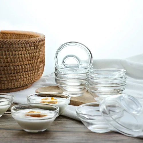 Miniatura 4 de Cuencos de inmersión de salsa de soja de vidrio transparente, platos de acompañamiento para aperitivos, sushi, aperitivos, frutas, postre, 3 pulgadas
