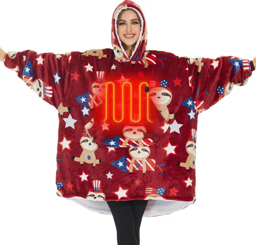 Miniatura 10 de Venustas Manta térmica con capucha con batería, sudadera unisex de gran tamaño Sherpa para mujeres y hombres Alpaca