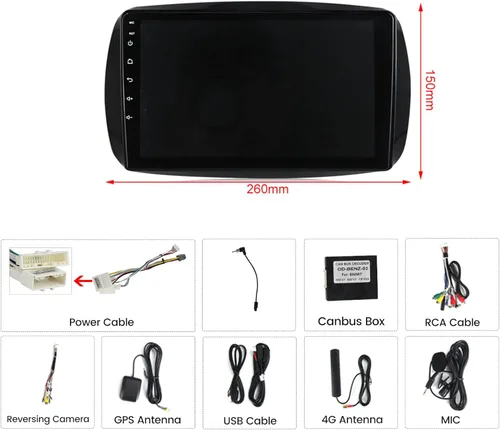 Miniatura 8 de Radio estéreo 5GWiFi para Benz Smart 453 Fortwo 2015-2020 - Biorunn Carplay inalámbrico de 8 núcleos Android Auto GPS Navi - 2GB+32GB 9 pulgadas