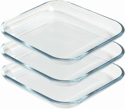 Miniatura 10 de Platos redondos de vidrio templado de 7 pulgadas, pequeños mini aperitivos, frutas, ensaladas y pasteles, juego de 3