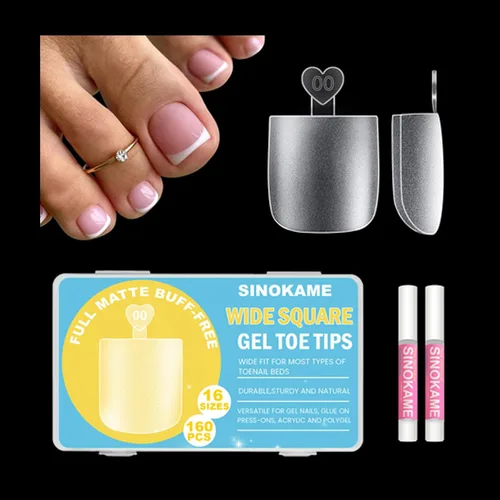 Miniatura 11 de SINOKAME - Uñas postizas transparentes a presión cortas con kit de pegamento para uñas, puntas de uñas postizas pintables mate, para camas de uñas