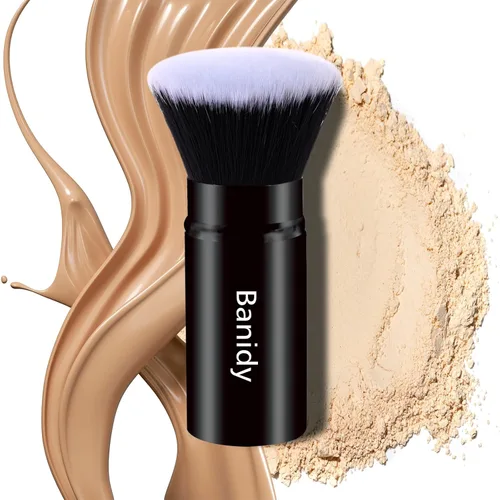 Miniatura 10 de Brocha de maquillaje Kabuki para la cara, retráctil, cepillo Kabuki de viaje, portátil, impecable para base, rubor en polvo, bronceador, pulido