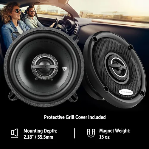 Miniatura 4 de BLACK DIAMOND DIA-525.2 - Altavoces coaxiales de 2 vías para automóvil de 5.25 pulgadas, 40 W RMS / 120 W máximo, 4 ohmios, tweeters de cúpula PEI