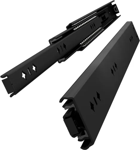 VADANIA Deslizador de cajón resistente de 12 pulgadas sin cerradura #VA2053-b, acero laminado en frío electrochapado negro, 2 pulgadas de ancho
