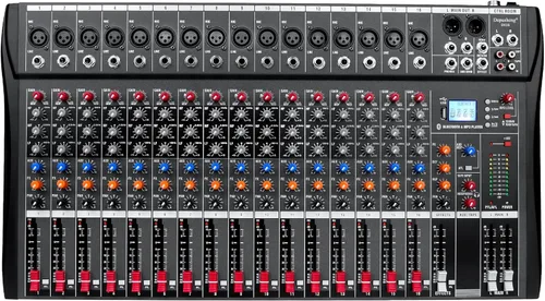 Miniatura 11 de Depensheng DX12 - Interfaz de controlador de sonido DJ con unidad USB para grabación de computadora, mezclador de audio de estudio de 12 canales