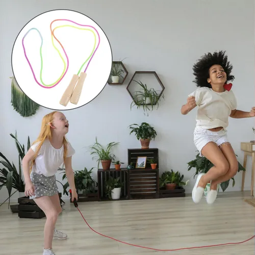 Miniatura 7 de Adjustable Jump Rope with Wooden Handles Lightweight Skipping Rope for Fitness Workout Indoor Outdoor Use Suitable for Preschool and Elementary