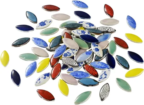Miniatura 6 de 70 Piezas de Azulejos de Mosaico de Pétalos, Azulejos Cerámicos a Granel, Suministros de Piezas Cerámicas Manchadas, Kit de Piezas de Cerámica