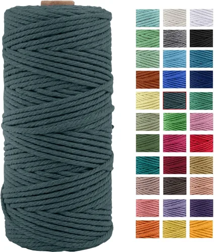Miniatura 31 de Cuerda de macramé de algodón natural grueso de 3mm x 109 yardas, cuerda de algodón torcido de 4 hebras para macramé suave de color natural hecho a