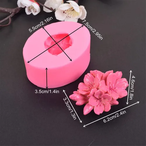Miniatura 2 de Molde de silicona de Anktily en forma de flor de ciruela, molde para jabón, molde para velas, molde para fondant, molde para chocolate, caramelo