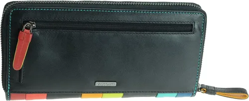 Miniatura 5 de Visconti STR5 - Cartera grande de cuero con bloqueo RFID seguro para mujer, con cremallera, color negro
