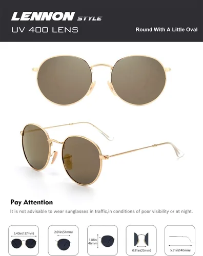 Miniatura 86 de CGID Gafas de sol unisex polarizadas redondas E01 Lennon