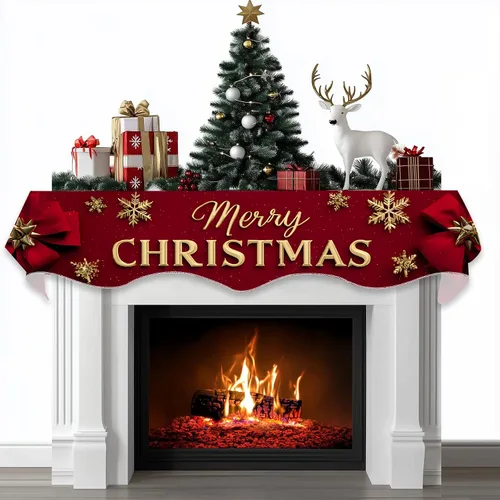 Miniatura 30 de BVBOX Bufanda Decorativa para Repisa de Chimenea Navideña, Cubierta Corredor para Repisa de Chimenea de Navidad e Invierno