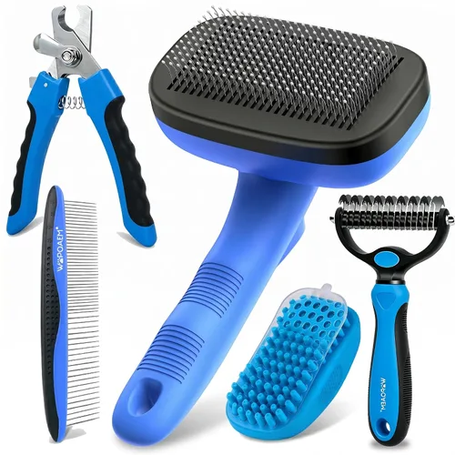 Miniatura 8 de Cepillo para perros – 3 piezas de cepillo de autolimpieza y cortaúñas y peine para mascotas para perros, gatos y caballos, herramienta de aseo Verde