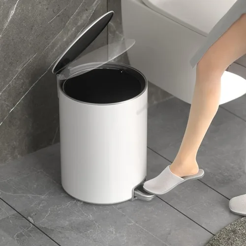 Miniatura 4 de Trash Bin 3.17Gallon Stainless Steel Pedal Trash Can Creative Household Round Trash Cans with Lid Living Room Bedroom Office Large Capacity Toilet
