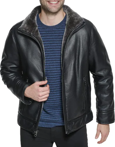 Miniatura 13 de Calvin Klein Chaqueta de piel sintética para hombre - Chaqueta bomber con forro de oveja