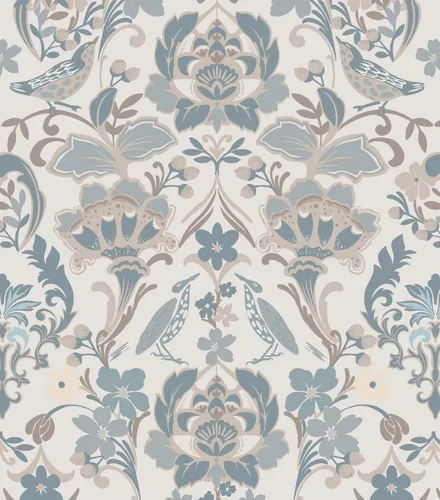 Papel tapiz floral para despegar y pegar, color azul claro, clásico vintage, autoadhesivo, extraíble, para dormitorio, sala de estar, guardería,