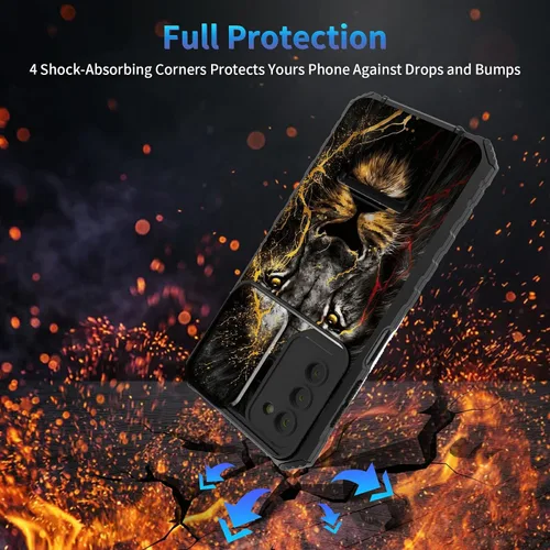 Miniatura 746 de Funda para Samsung Galaxy S22 Ultra 5G, Galaxy S22 Ultra con cubierta de cámara deslizante, funda resistente de doble capa con función atril Black